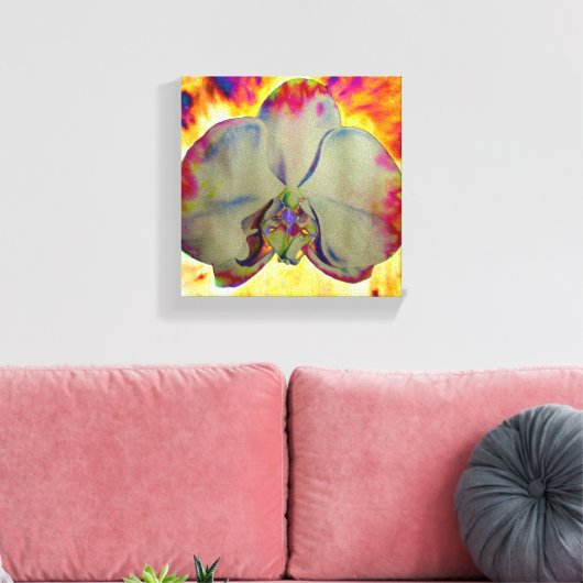 Fire Orchid, abstracte levendige waterverf florale Canvas Afdruk (Insitu (Woonkamer))