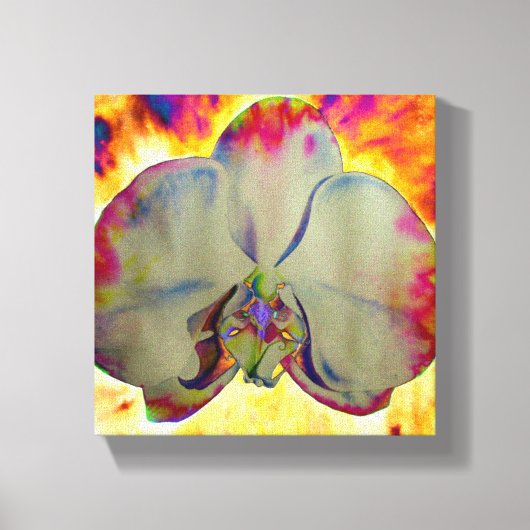 Fire Orchid, abstracte levendige waterverf florale Canvas Afdruk (Voorkant)