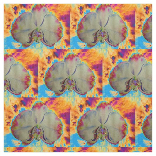 Fire Orchid, abstracte levendige waterverf florale Stof (Swatch)