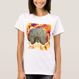 Fire Orchid, abstracte levendige waterverf florale T-shirt