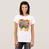 Fire Orchid, abstracte levendige waterverf florale T-shirt (Voorkant volledig)