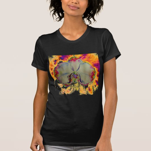 Fire Orchid, abstracte levendige waterverf florale T-shirt (Voorkant)