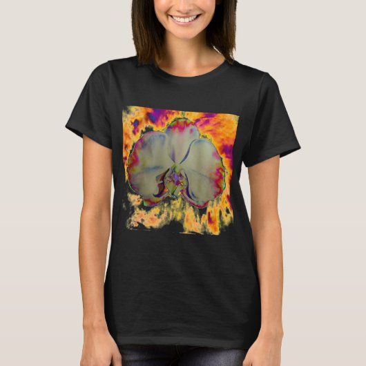 Fire Orchid, abstracte levendige waterverf florale T-shirt (Voorkant)