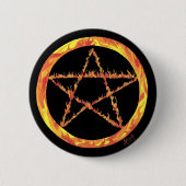 Fire Pentacle Ronde Button 5,7 Cm (Voorkant)