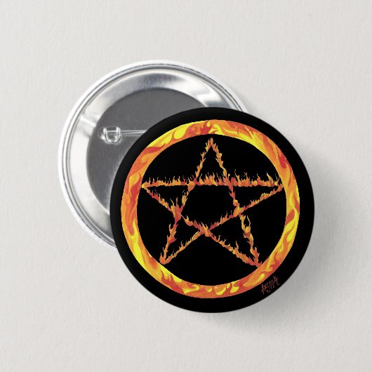 Fire Pentacle Ronde Button 5,7 Cm (Voorkant /achterkant)