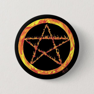 Fire Pentacle Ronde Button 5,7 Cm