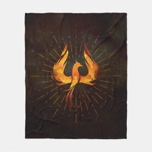 Fire Phoenix Bird Fleece Deken (Voorkant)