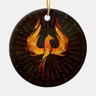 Fire Phoenix Bird Keramisch Ornament
