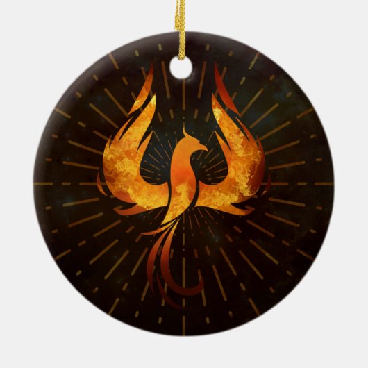 Fire Phoenix Bird Keramisch Ornament (Achterkant)