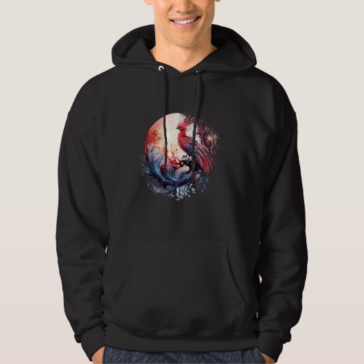 Fire Phoenix Bird Sakura Tree Mythical Bird Moon P Hoodie (Voorkant)