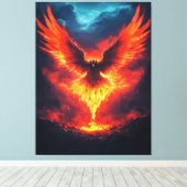 Fire Phoenix Rising Canvas Afdrukken (Insitu (Houten vloer))