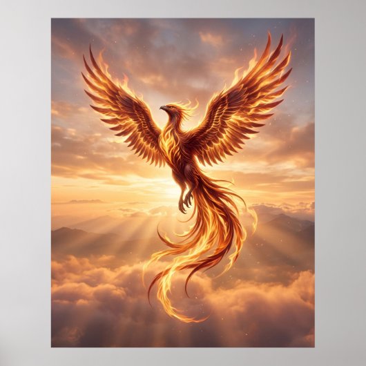 Fire Phoenix Rising Dawn Poster (Voorkant)