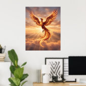 Fire Phoenix Rising Dawn Poster (Thuiskantoor)