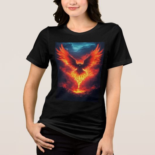 Fire Phoenix Rising Tri-Blend Shirt (Voorkant)