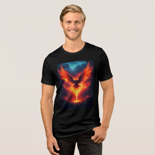 Fire Phoenix Rising Tri-Blend Shirt (Voorkant volledig)