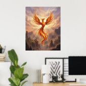 Fire Phoenix Sacred Cliffs Poster (Thuiskantoor)