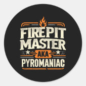 Fire Pit Master Pyromancy Pyrotechnics Fire Pit Lo Ronde Sticker (Voorkant)