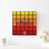Fire Plaid Happy Birthday Vierkante Klok (Huis)