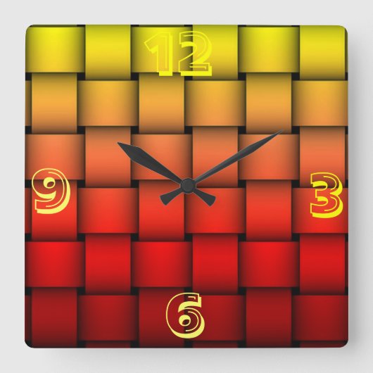 Fire Plaid Happy Birthday Vierkante Klok (Voorkant)