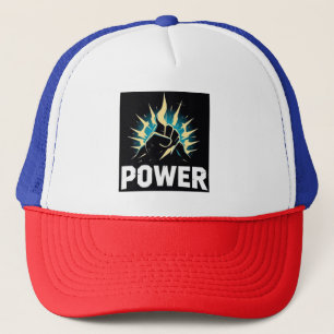 FIRE POWER: Vetgedrukte Energie Grafisch Ontwerp Trucker Pet