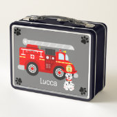 Fire puppy en zijn brandweerwagen metalen lunchbox (Achterkant)