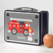 Fire puppy en zijn brandweerwagen metalen lunchbox (In situ)