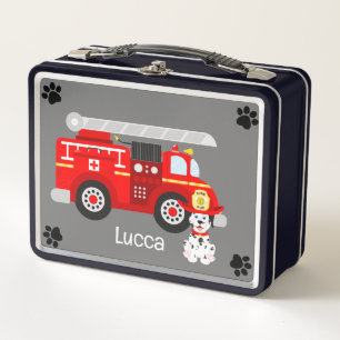 Fire puppy en zijn brandweerwagen metalen lunchbox