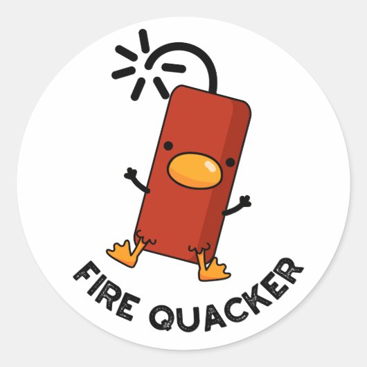 Fire Quacker Funny Fireworks Pun Ronde Sticker (Voorkant)