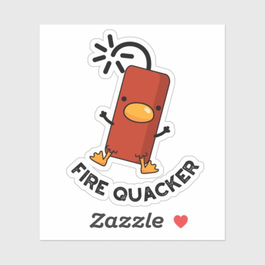Fire Quacker Funny Fireworks Pun Sticker (Vel)
