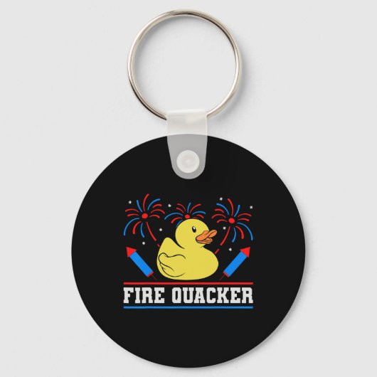 Fire Quacker Rubber Duck 4 juli vuurwerk Sleutelhanger (Voorkant)