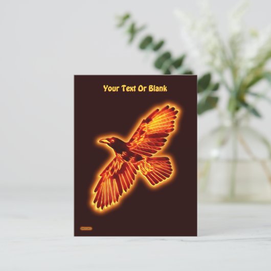 Fire Raven Briefkaart (Staand voorkant)