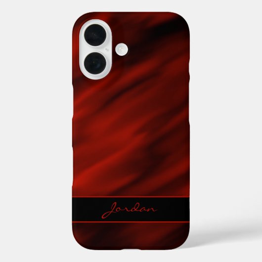 Fire Red Abstract Satin of Silk met naam Case-Mate iPhone Case (Achterkant)