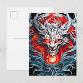 Fire Red Flame Mythical Dragon Head Aankondigingskaart (Voorkant / Achterkant)
