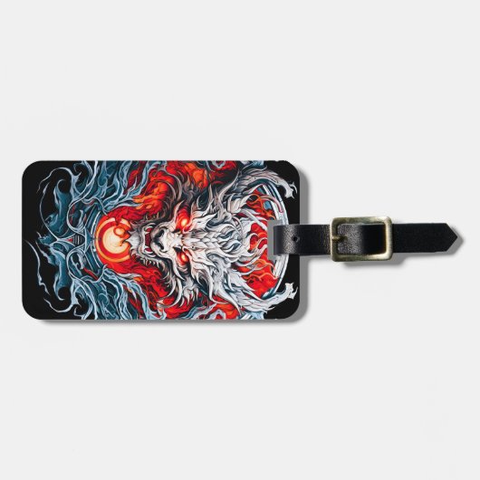 Fire Red Flame Mythical Dragon Head Bagagelabel (Voorkant horizontaal)