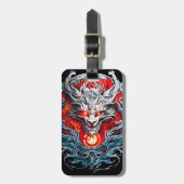 Fire Red Flame Mythical Dragon Head Bagagelabel (Voorkant verticaal)