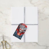 Fire Red Flame Mythical Dragon Head Cadeaulabel (Met Touw)