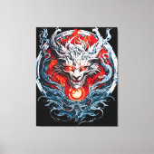 Fire Red Flame Mythical Dragon Head Canvas Afdruk (Voorkant)