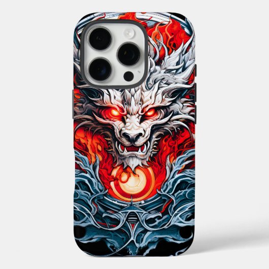 Fire Red Flame Mythical Dragon Head Case-Mate iPhone Case (Achterkant)