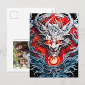 Fire Red Flame Mythical Dragon Head Feestdagenkaart (Voorkant / Achterkant)