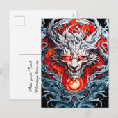 Fire Red Flame Mythical Dragon Head Feestdagenkaart (Voorkant / Achterkant)