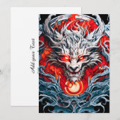 Fire Red Flame Mythical Dragon Head Feestdagenkaart (Voorkant / Achterkant)