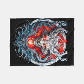 Fire Red Flame Mythical Dragon Head Fleece Deken (Voorkant (Horizontaal))