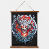 Fire Red Flame Mythical Dragon Head Hangend Wandkleed (Voorkant)