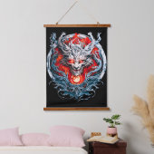 Fire Red Flame Mythical Dragon Head Hangend Wandkleed (Slaapkamer)