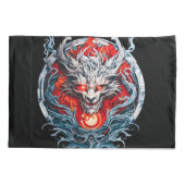 Fire Red Flame Mythical Dragon Head Kussensloop (Achterkant)