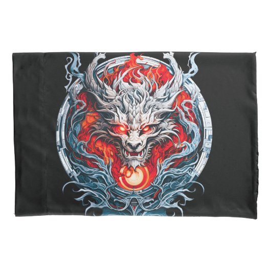 Fire Red Flame Mythical Dragon Head Kussensloop (Voorkant)