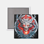 Fire Red Flame Mythical Dragon Head Magneet (Voorkant / Achterkant)
