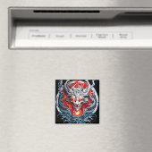 Fire Red Flame Mythical Dragon Head Magneet (Insitu (Vaatwasser))