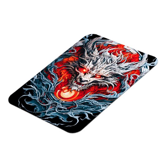 Fire Red Flame Mythical Dragon Head Magneet (Linkerzijde)