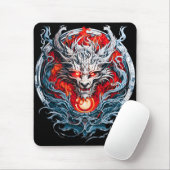 Fire Red Flame Mythical Dragon Head Muismat (Met muis)